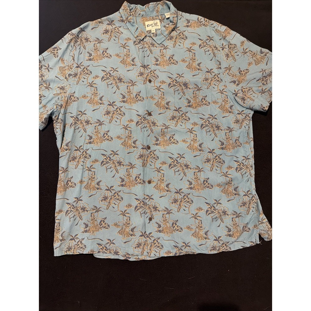 Reyn Spooner Aloha Camp Shirt Hula Girl  And Awa A' Outriggers Mens Size 3XL